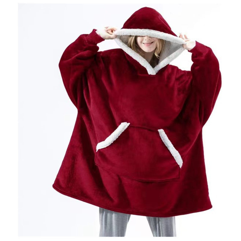 Damen Gemütlicher Hoodie-Poncho mit weichem Futter und praktischen Taschen Krohn-e