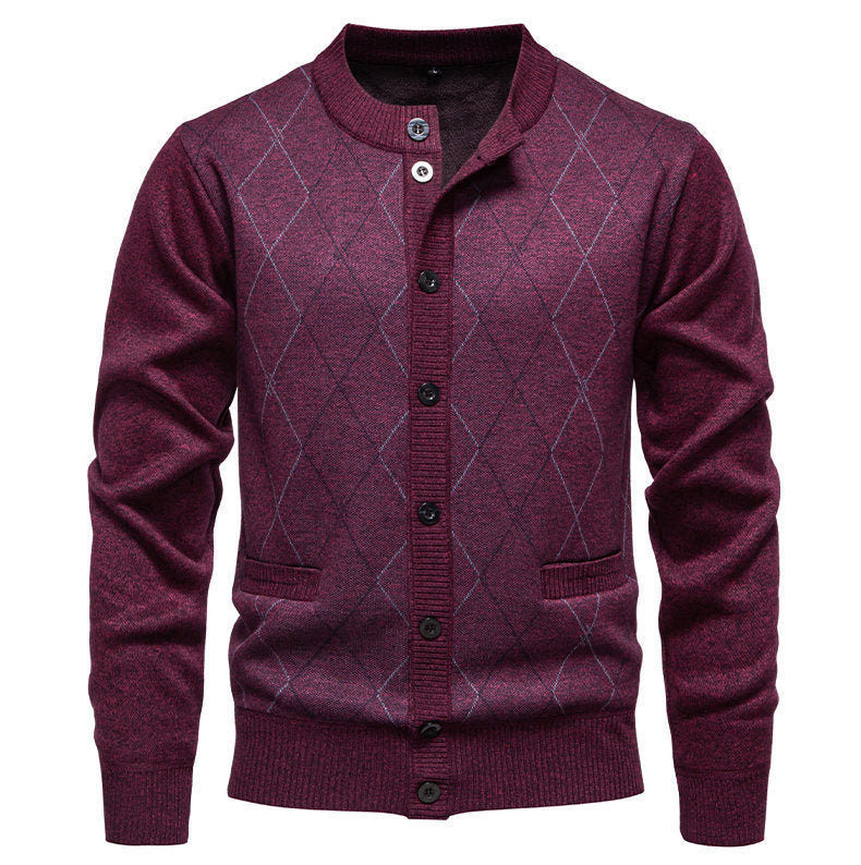 Herren stylische Strickjacke mit diamantförmigem Muster Krohn-e