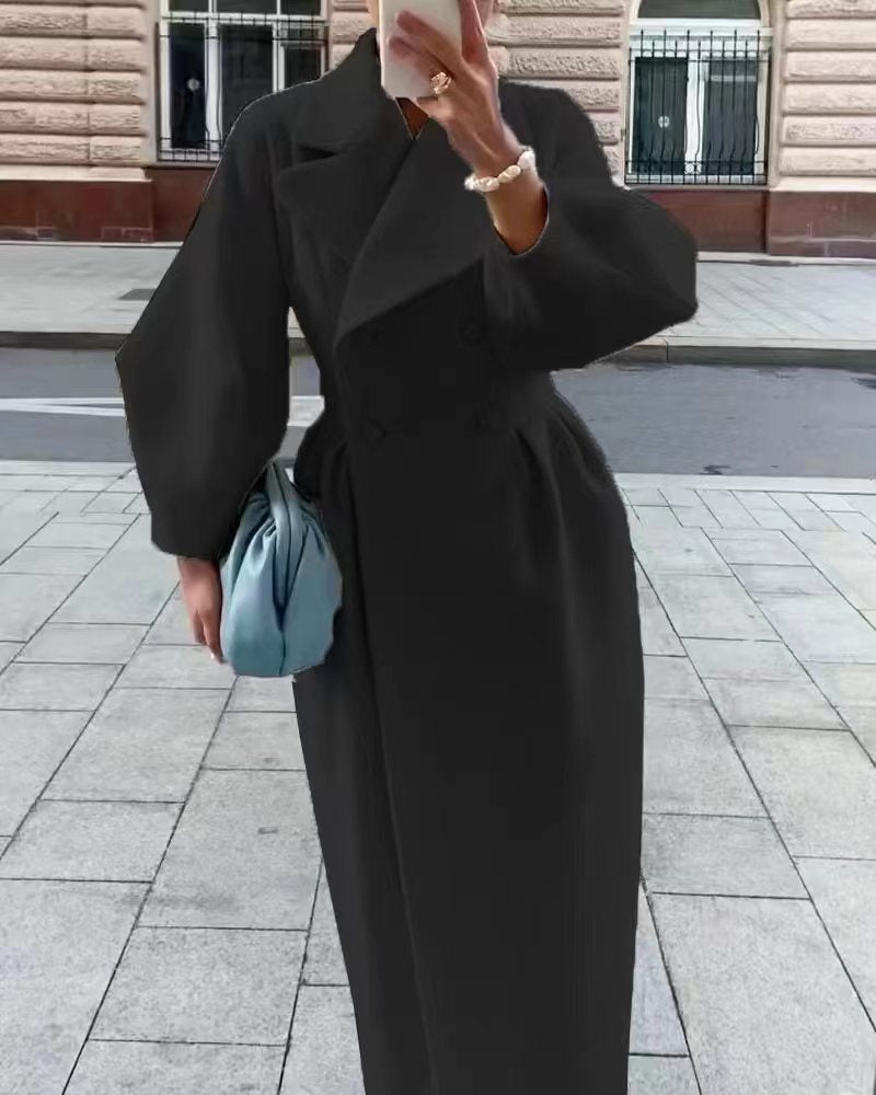 Krohn-e | Langer Trenchcoat für Damen - Reverskragen