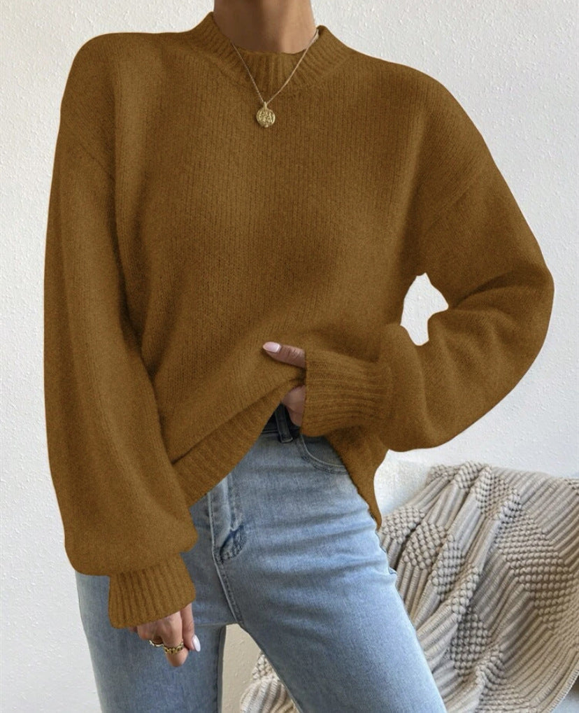 Damen Modischer Pullover mit hochgeschlossenem Ausschnitt und strukturiertem Strick Krohn-e