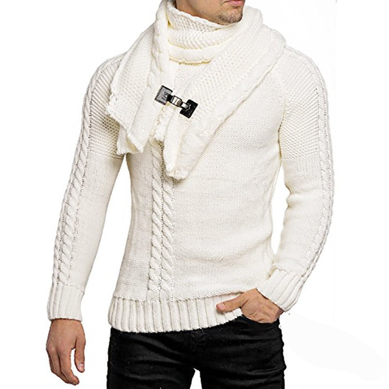 Herren Strickpullover mit integriertem Schal Krohn-e