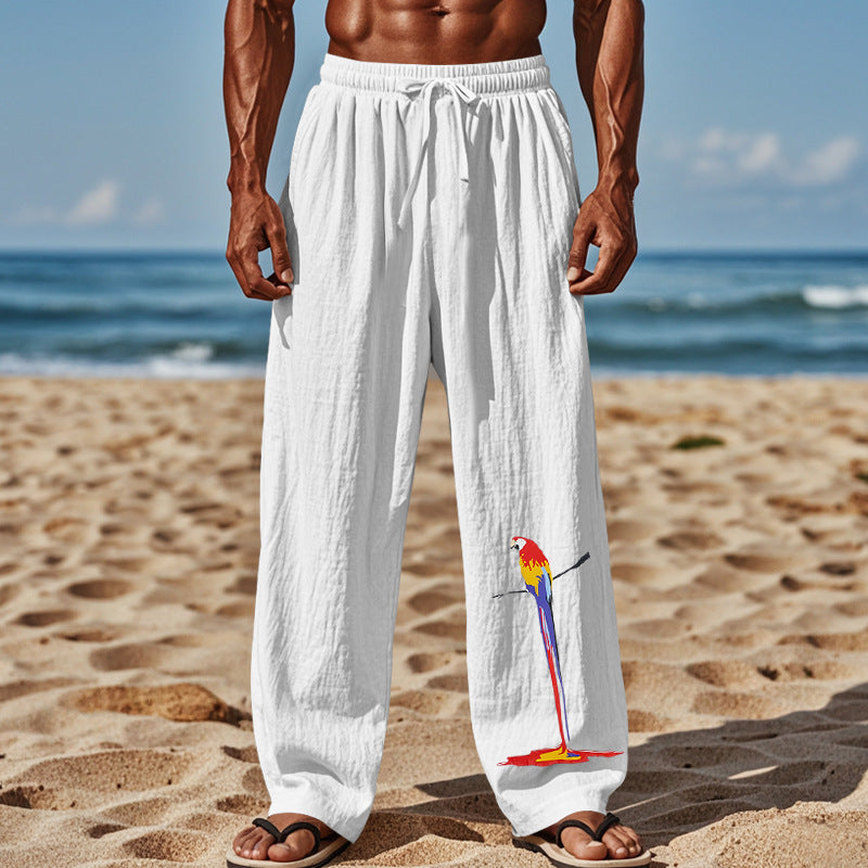 Herren Strandhose aus leichtem, atmungsaktivem Gewebe mit buntem Print Krohn-e