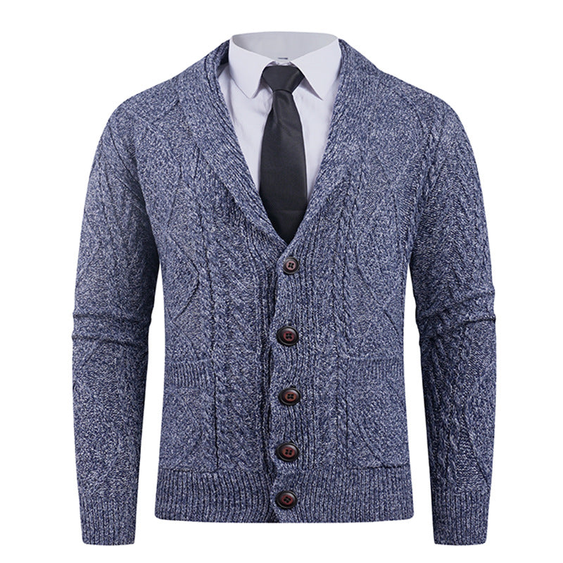 Herren Strickjacke mit markantem Zopfmuster und stilvollem Schalkragen Krohn-e