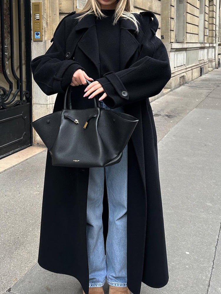 Damen Oversize Wintermantel mit elegantem Revers und praktischen Taschen Krohn-e