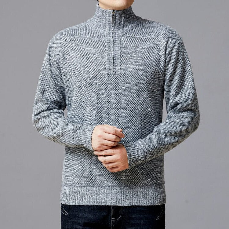 Herren Strickpullover mit modernem Stehkragen und strukturierter Oberfläche Krohn-e