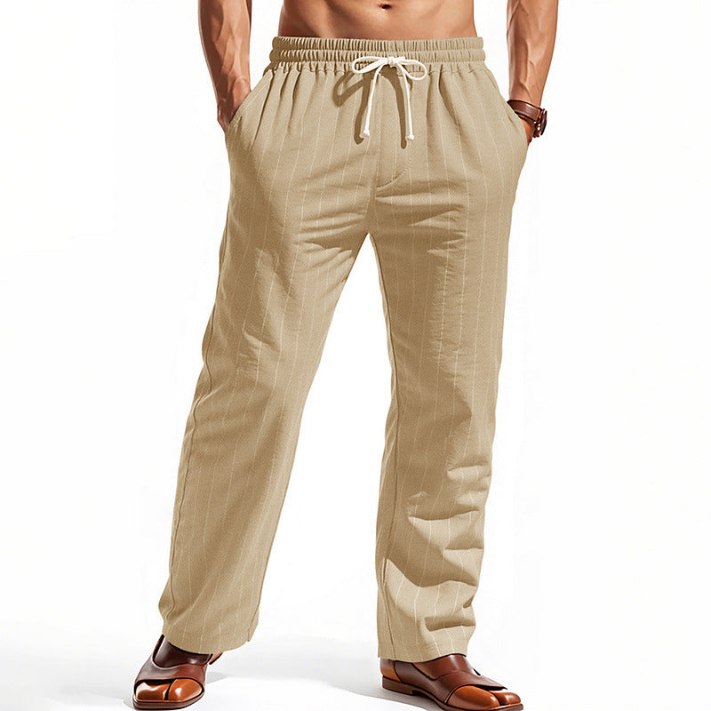 Herren lässige Freizeithose mit elastischem Bund und modernen Streifen Krohn-e