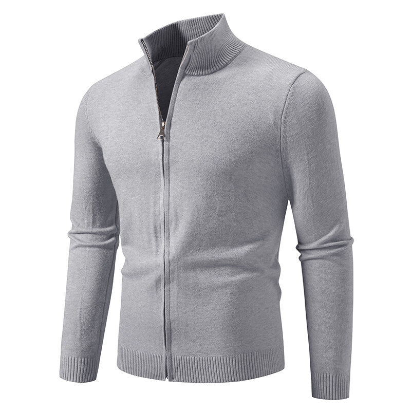 Herren Strickjacke mit modernem Stehkragen und funktionalem Reißverschluss Krohn-e