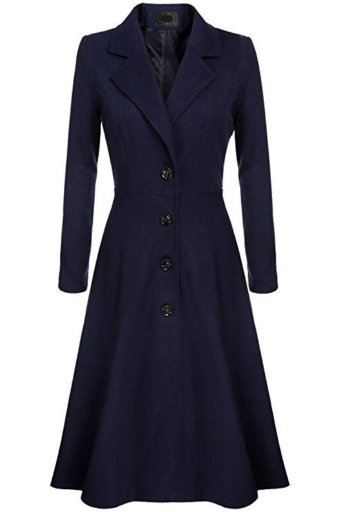 Damen Eleganter Wollmantel mit tailliertem Schnitt und langen Ärmeln Krohn-e