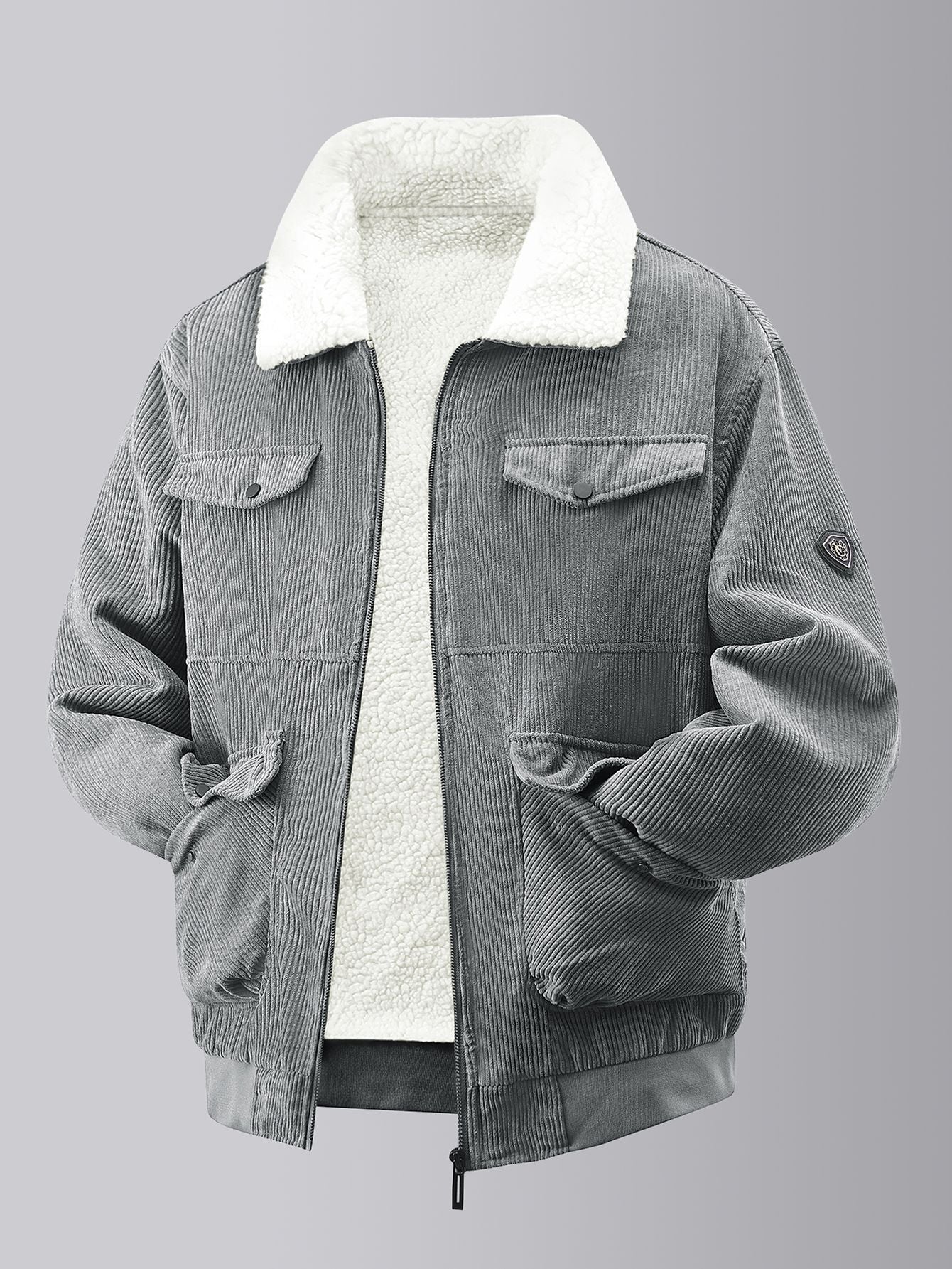 Herren kuschelige Teddy-Fleecejacke mit praktischen Brusttaschen und elastischen Bündchen Krohn-e