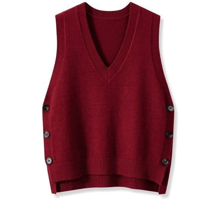 Damen Strickweste mit V-Ausschnitt und Knopfdetails Krohn-e