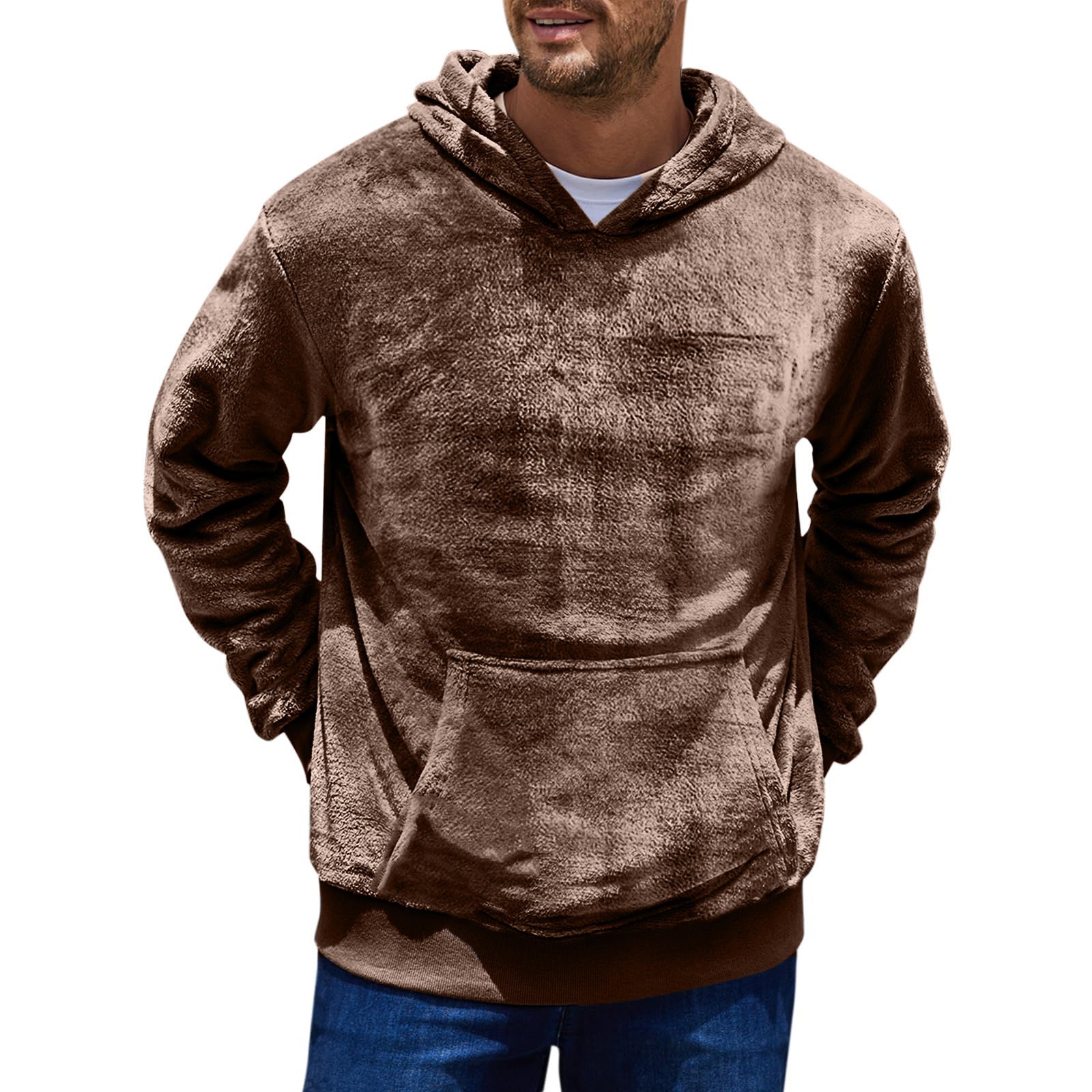 Herren kuscheliger Fleece Hoodie mit Kängurutasche Krohn-e