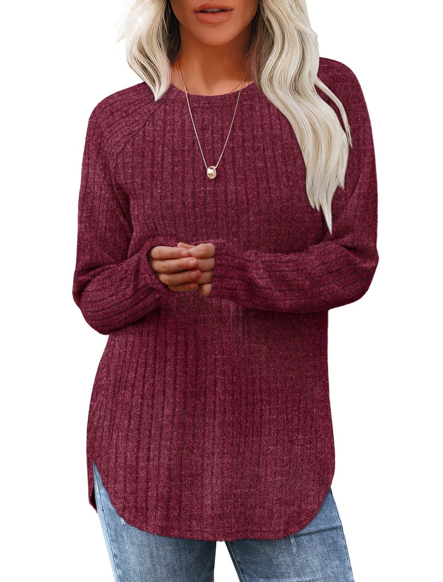 Damen weicher und lässiger Strickpullover mit Rippenmuster Krohn-e