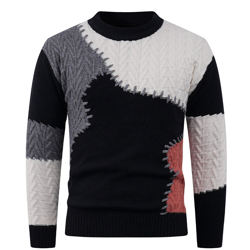 Herren Modischer Strickpullover mit kreativem Patchwork-Design Krohn-e