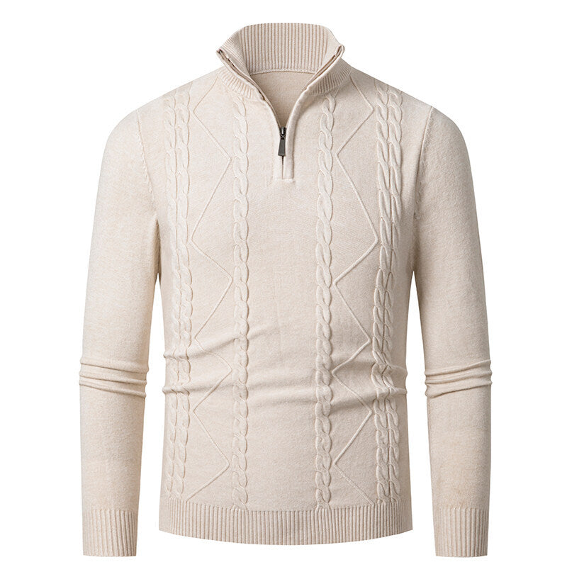 Herren Strickpullover mit Stehkragen und Zopfmuster Krohn-e