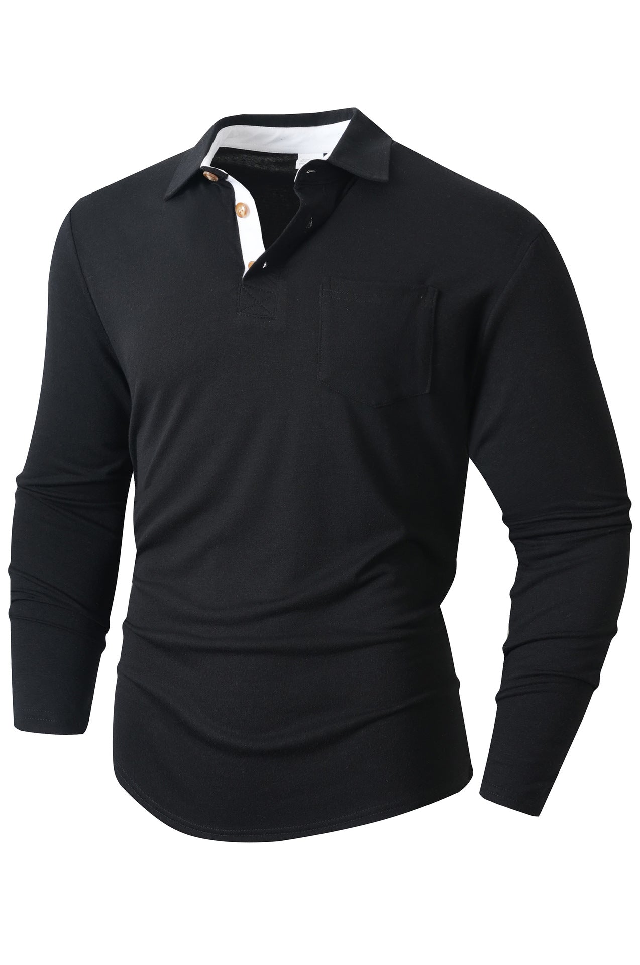 Herren elegantes Langarm Poloshirt mit modernem Kragen und leichtem Stretch Krohn-e
