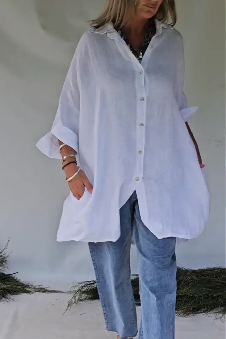 Damen Übergröße Bluse mit lässigem Schnitt und Druckknopfverschluss Krohn-e