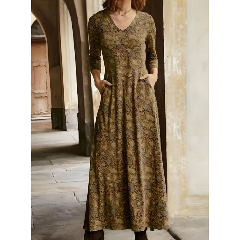 Damen Maxikleid mit dekorativen Mustern und praktischen Taschen Krohn-e