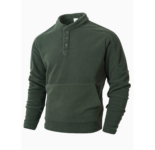 Herren Kuscheliger Fleece-Pullover mit Knopfleiste Krohn-e