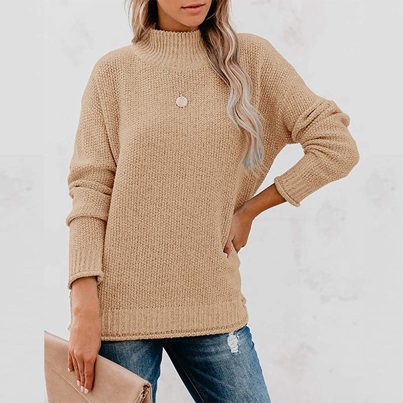 Damen Grobstrickpullover mit hochgeschlossenem Kragen und lässiger Passform Krohn-e