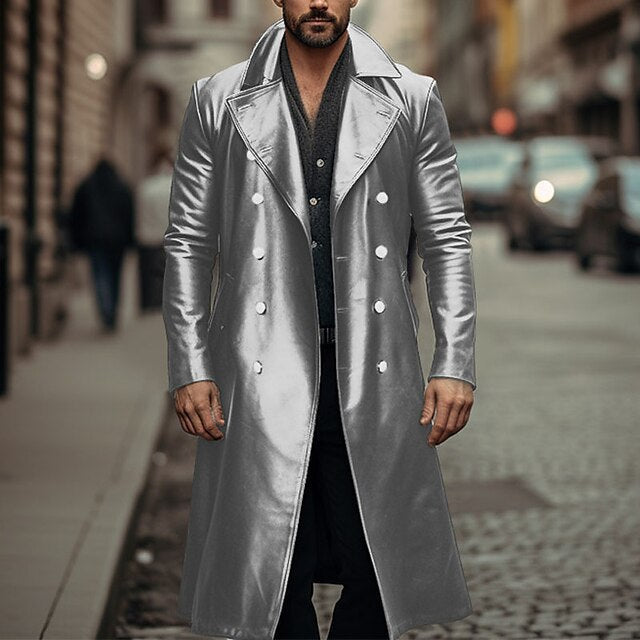 Herren Eleganter langer Trenchcoat aus hochwertigem Material Krohn-e