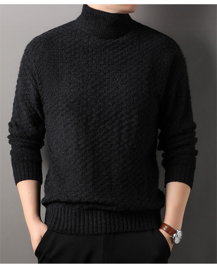 Herren Strickpullover mit hohem Kragen und strukturiertem Design Krohn-e