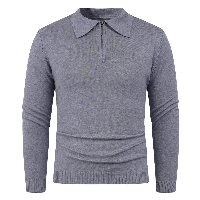 Herren Strickpullover mit halb offenem Kragen und feiner Rippenstruktur Krohn-e