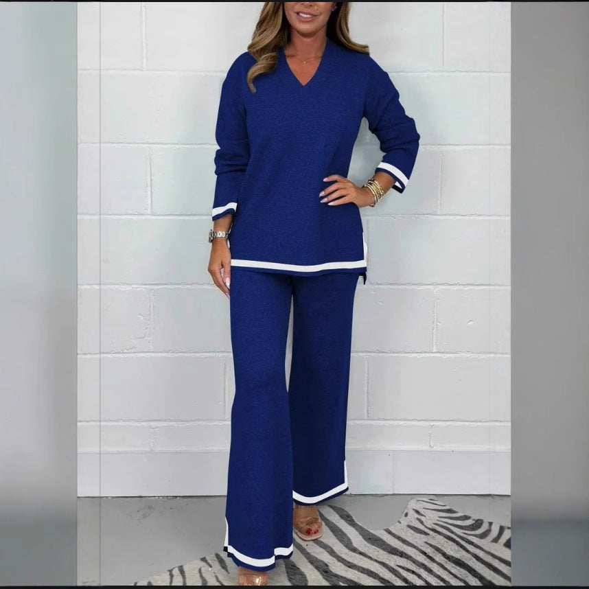 Damen Lässiges Strick-Set mit weitem Schnitt und eleganten Kontrasten Krohn-e