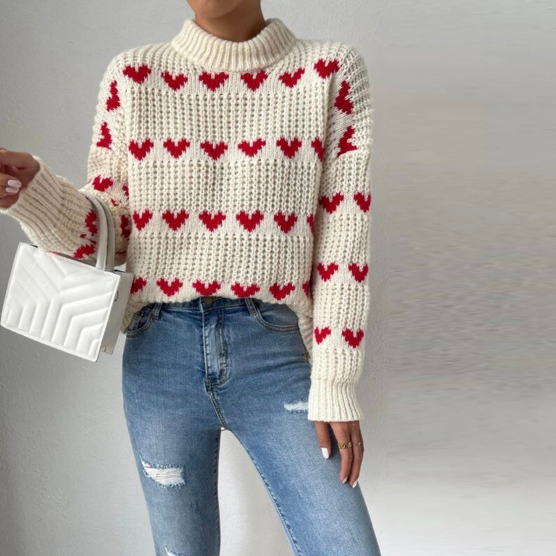 Krohn-e | Herzstrickpullover Mit Romantischem Stil