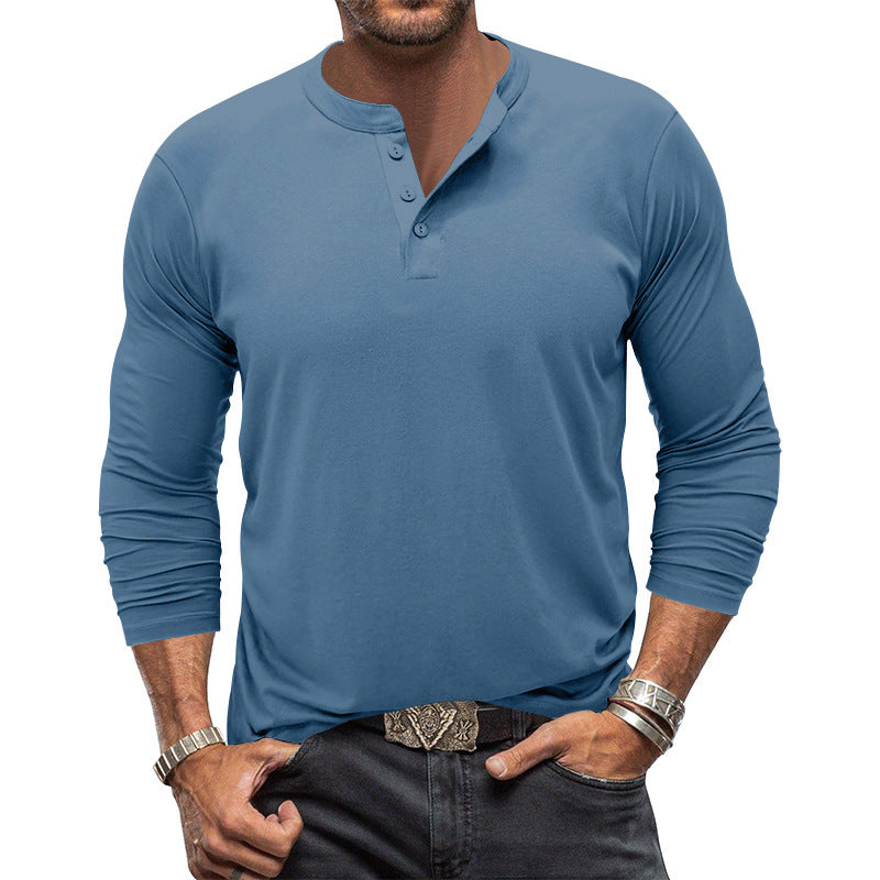Herren Langarm T-Shirt mit Knopfleiste Krohn-e