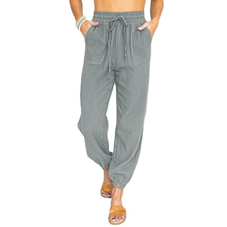 Damen luftige Freizeithose mit elastischem Bund und seitlichen Taschen Krohn-e