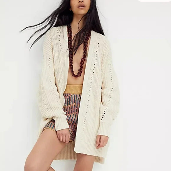 Damen offene Strickjacke mit leichter Lochstruktur und komfortabler Passform Krohn-e