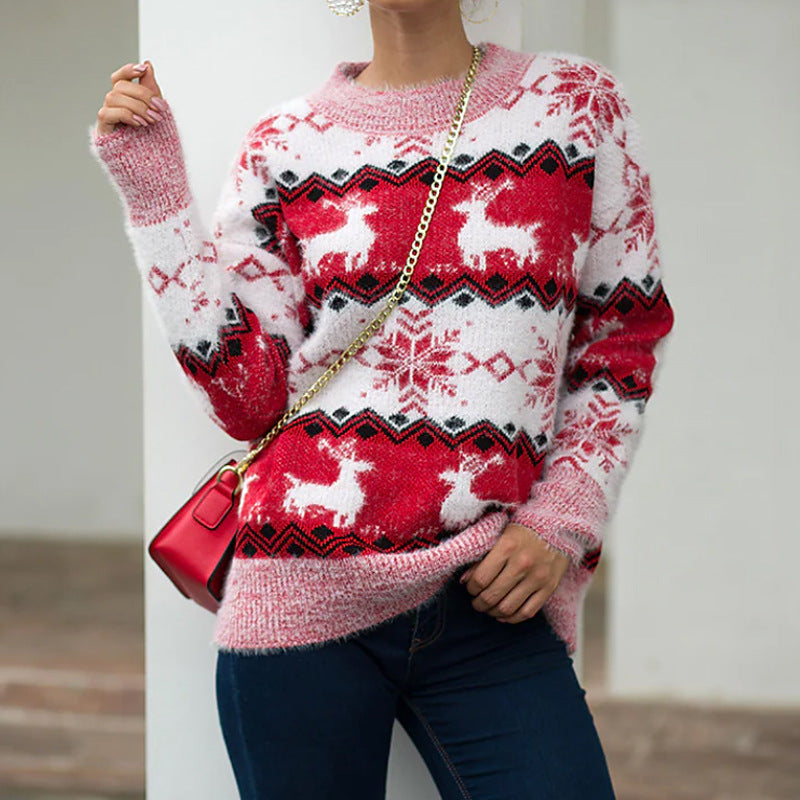 Damen gemütlicher Weihnachtspullover mit festlichem Rentierdesign Krohn-e