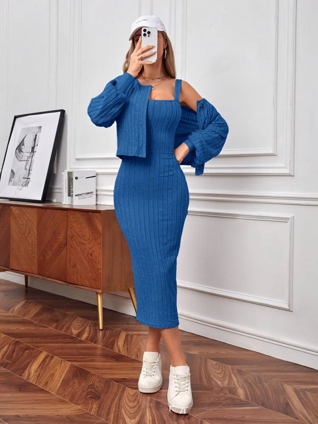 Damen Strick-Outfit mit Knopfleiste und Bündchen Krohn-e