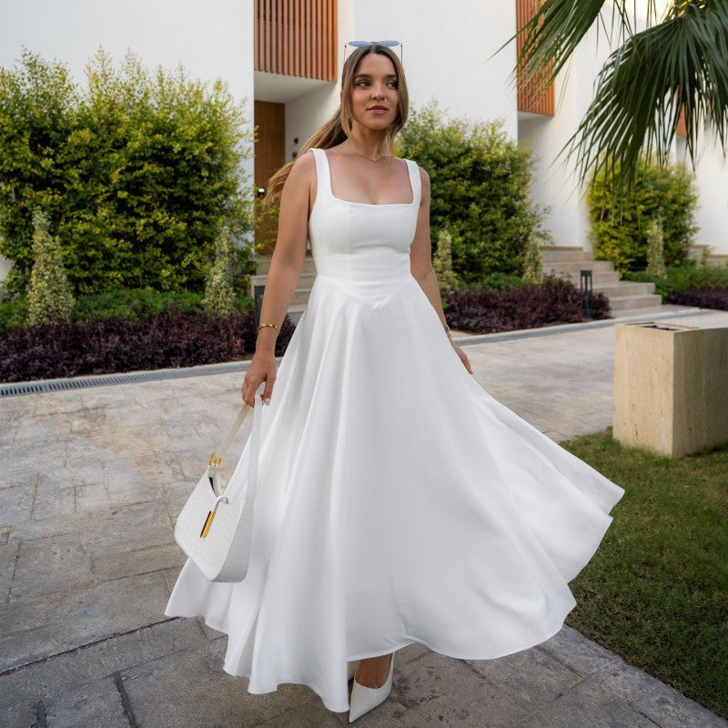 Damen Elegantes Maxikleid mit traumhaftem A-Linien Schnitt und schickem Quadrat-Ausschnitt Krohn-e