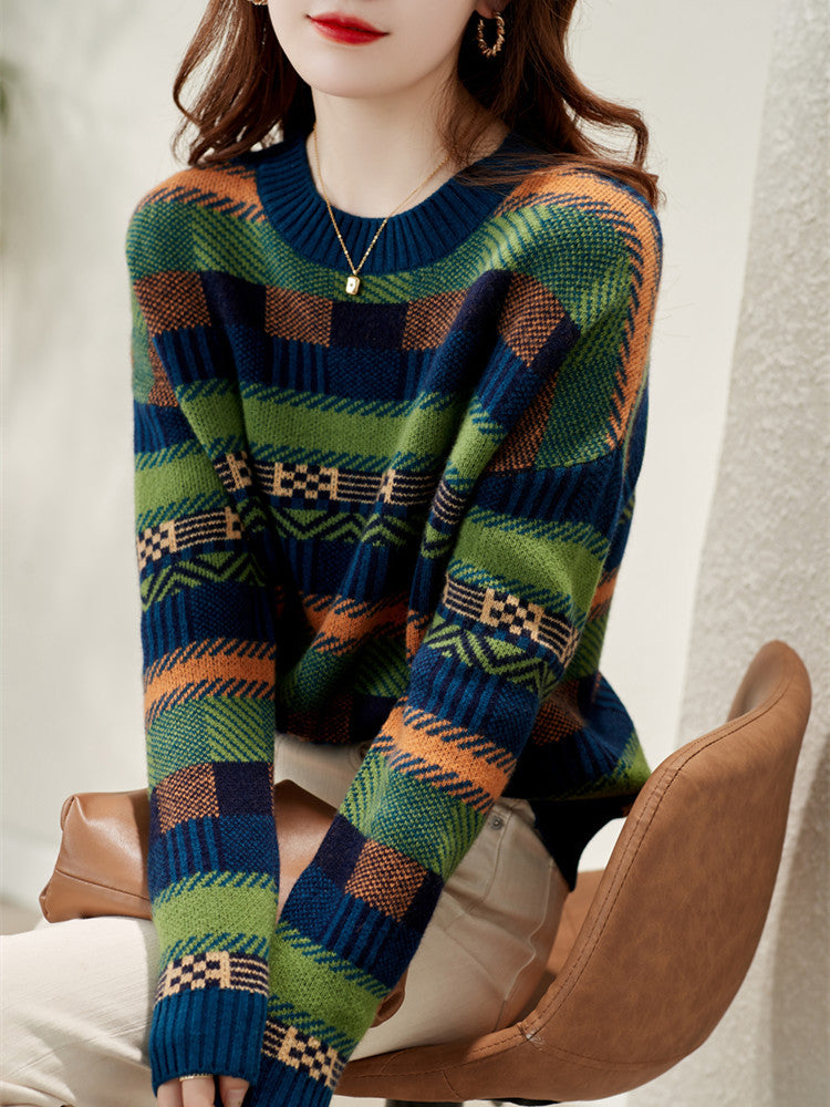 Damen Gemusterter Strickpullover mit Rundhalsausschnitt und weich-flauschiger Textur Krohn-e