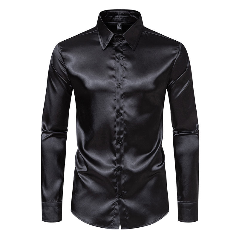 Herren Elegantes Satinhemd mit schimmerndem Finish und klassischem Kragen Krohn-e