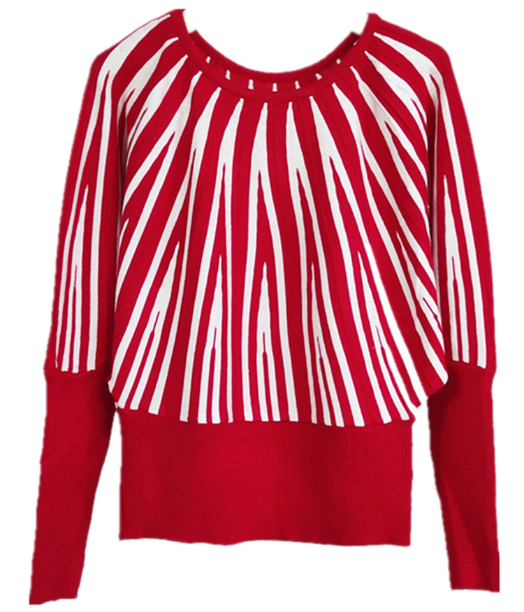 Damen weicher Pullover mit modernem Streifenmuster und weitem Schnitt Krohn-e