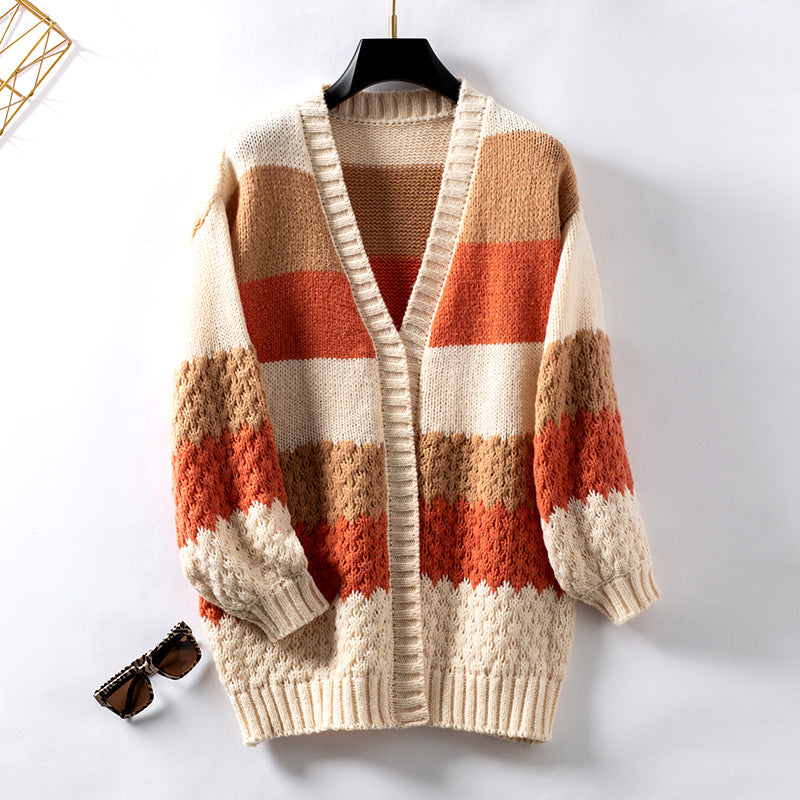 Krohn-e | Gestreifte Gemütliche Strickjacke
