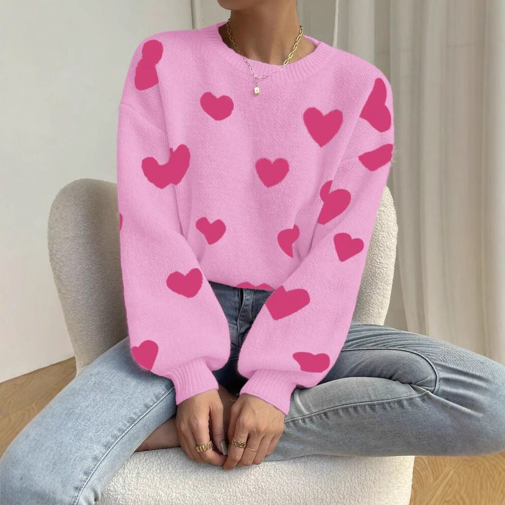 Damen Strickpullover mit auffälligem Herzdesign und lässigem Schnitt Krohn-e