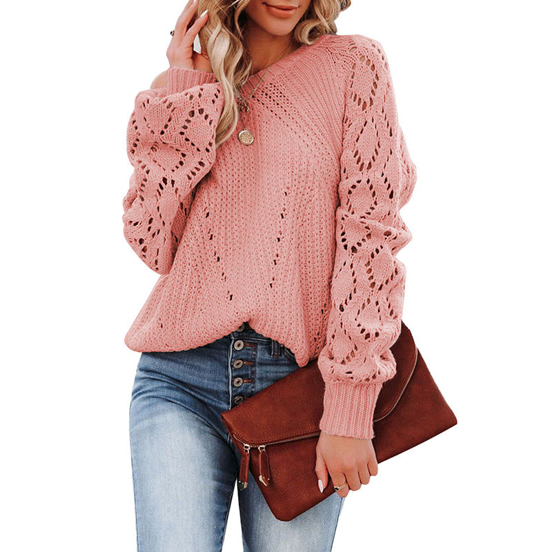 Damen Grobstrickpullover mit V-Ausschnitt und luftigen Ärmelöffnungen Krohn-e