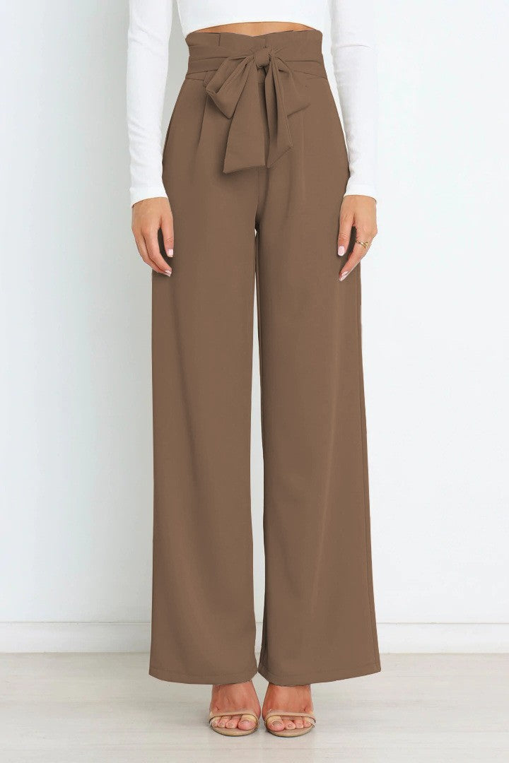 Damen Weitgeschnittene Hose mit dekorativem Bindegürtel Krohn-e