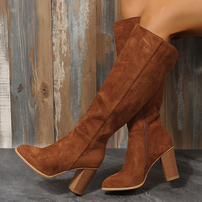 Damen Modische Overknee-Stiefel mit elegantem Blockabsatz und rutschfester Sohle Krohn-e