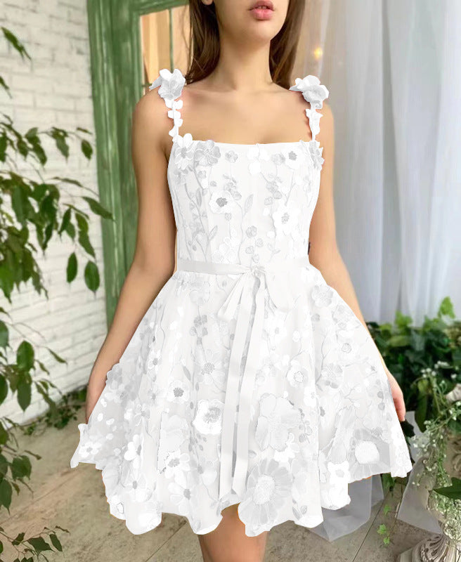 Elegantes Blumen-Stickerei Bodycon Sexy Kleid von Fudus