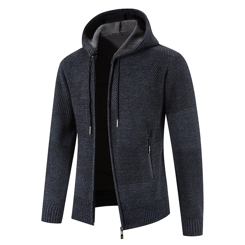 Herren Strickjacke mit Kapuze und modernen Strukturelementen Krohn-e