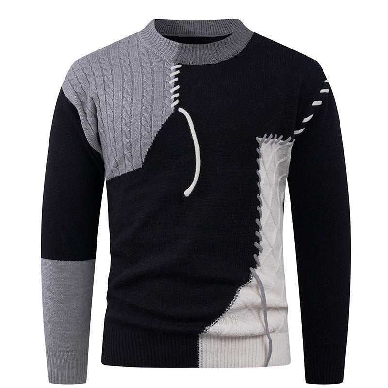 Herren modischer Strickpullover mit asymmetrischem Zopfmuster Krohn-e