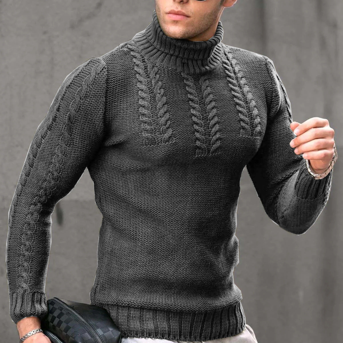 Herren Strickpullover mit hochstehendem Kragen Krohn-e