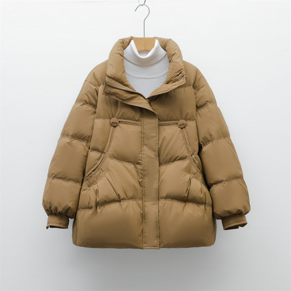 Damen voluminöse Winterjacke mit praktischen Taschen und hochschließendem Kragen Krohn-e