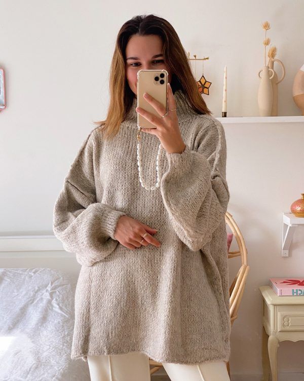 Damen lässiger Oversize Pullover mit hohen Ärmeln und unkonventionellem Schnitt Krohn-e