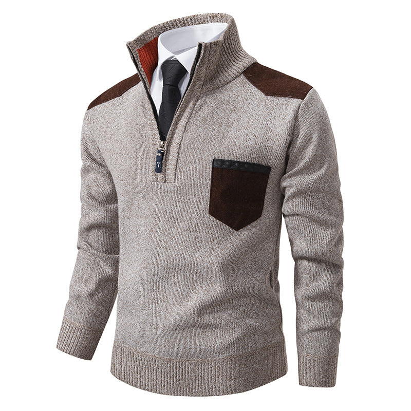 Herren eleganter Strickpullover mit Kragen und Taschen Krohn-e