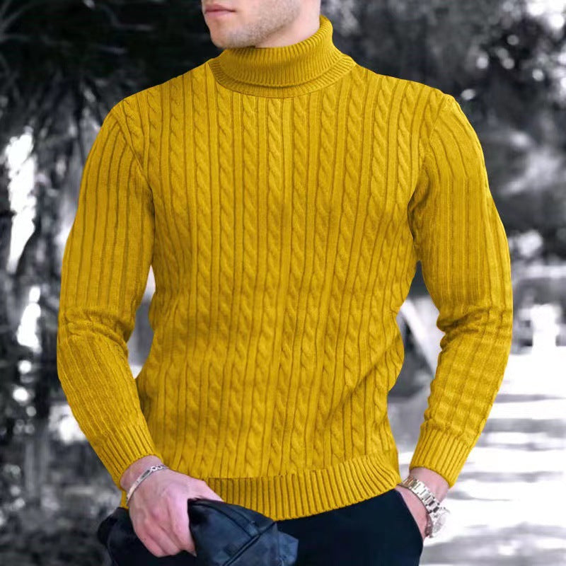 Herren Strickpullover mit modernem Rippmuster und hohem Kragen Krohn-e